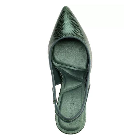 Karl Lagerfeld Snake Pointed Toe Slingback Heels Old Money Reputation Green 10 - Picture 5 of 10